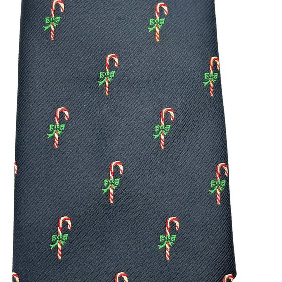 The Talbott Shop Neck Tie Mens Silk and Polyester Blend Christmas Candy Cane - Picture 1 of 8